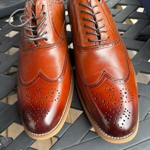 Stacy Adams Brown Tan Leather Wingtip Oxfords NWT